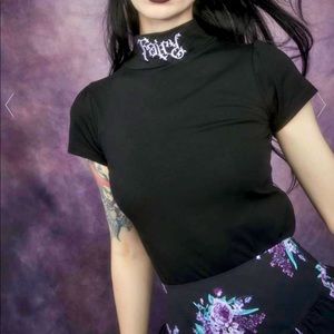 Dollskill Widow embroidered “ Fairy” collar crop top